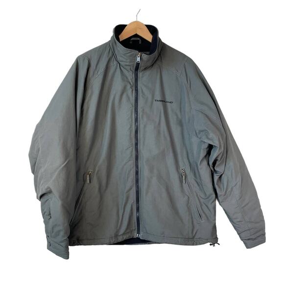 VTG Timberland Wintergear Men's Fleece Lined Full Zip Jacket Green Gray Large - Picture 1 of 12